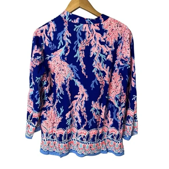 Lilly Pulitzer Luna Bay Tunic Borealis Blue Swim On Over Size Medium - Picture 5 of 8